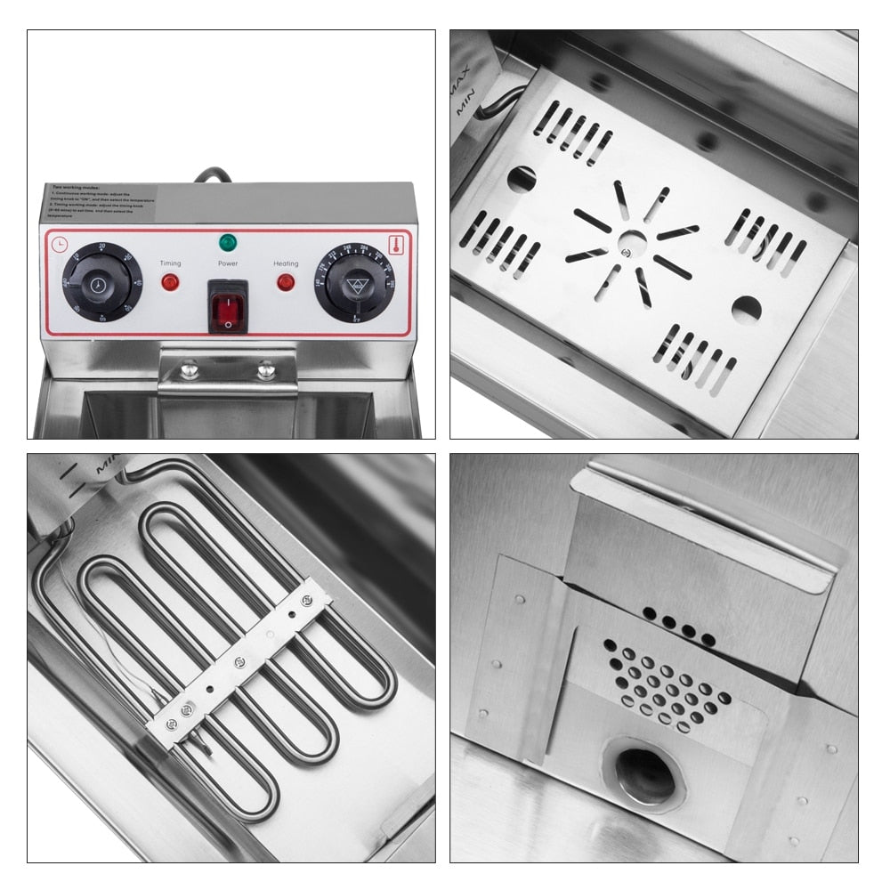 Friggitrice profonda a vasca singola con rubinetto in acciaio inossidabile da 8,5 QT, 1700 W max, con maniglia grande