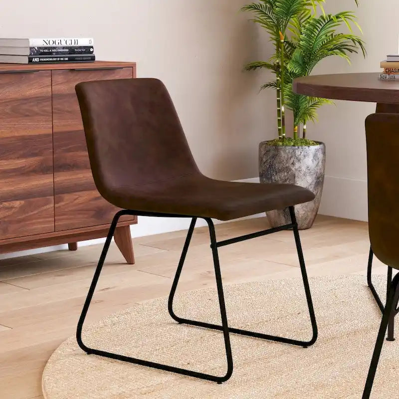 Sedie da pranzo per interni da 18 pollici, rivestimento in pelle morbida, set da 2