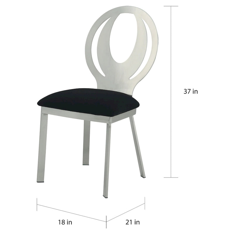 Set da pranzo moderno Heer in acciaio nero con piedistallo a forma di U, 7 pezzi, di Furniture of America
