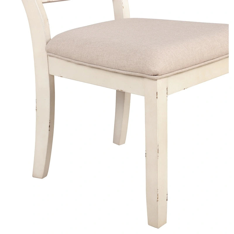 Roundhill Furniture Prato, set da pranzo rotondo da 5 pezzi con sedie con schienale a croce, bianco anticato e rovere anticato