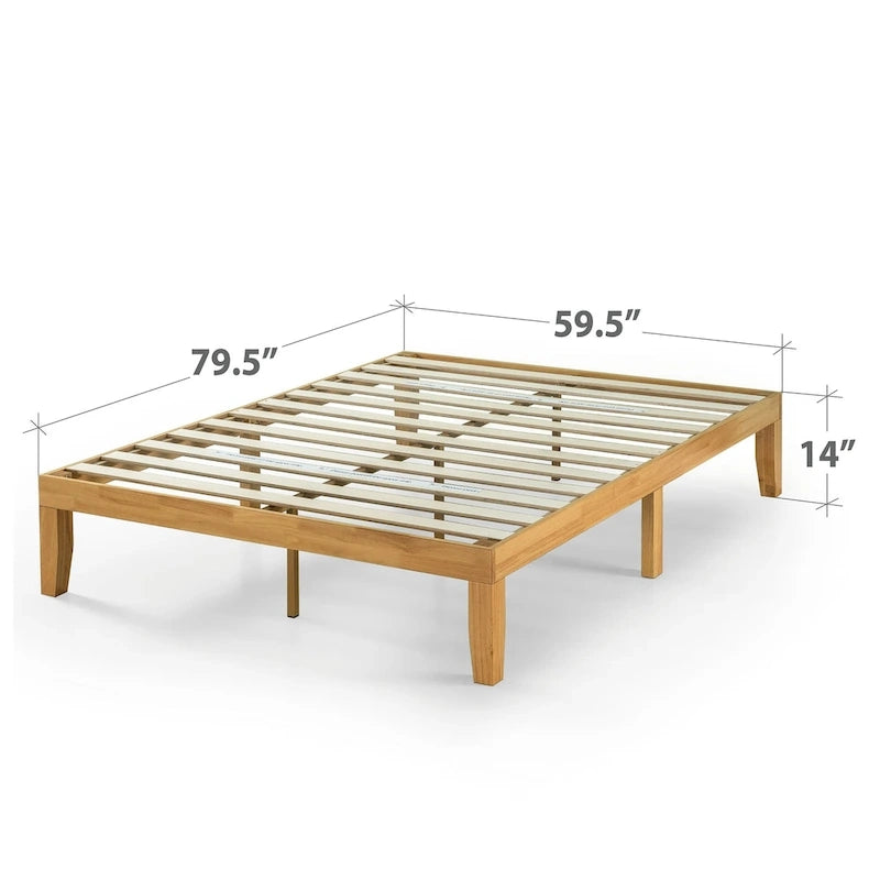 Letto a piattaforma in legno massello naturale Priage by Zinus da 14 pollici