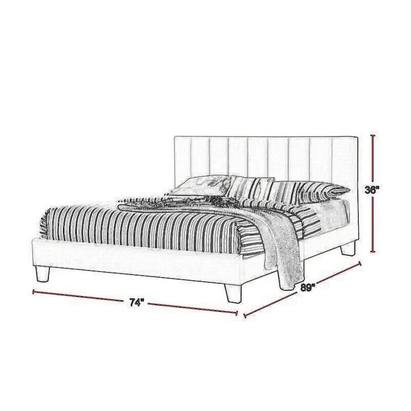 Letto Eve Platform California King, rivestimento trapuntato Deep Channel grigio chiaro