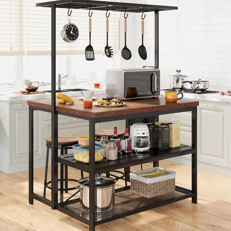 47 Scaffale da cucina con 3 ripiani e ganci - N/D