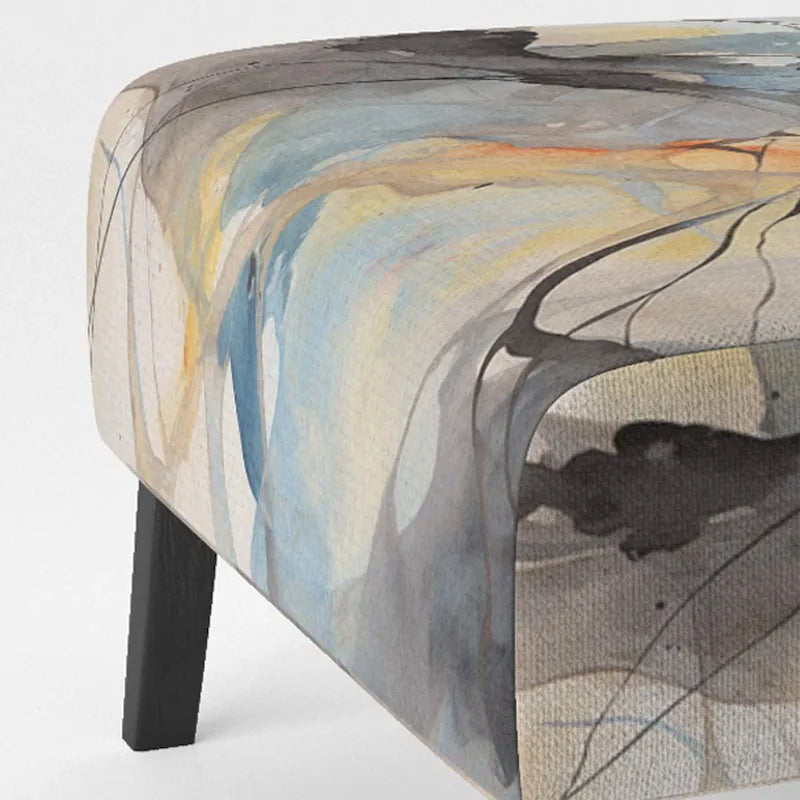 Poltrona imbottita e poltrona moderna con braccioli Designart Marble Serenity, onde colorate grigie ad acquerello, forme astratte