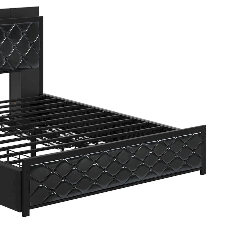 Moasis Queen Size PU Bed Frame LED Imbottito Letto a Piattaforma