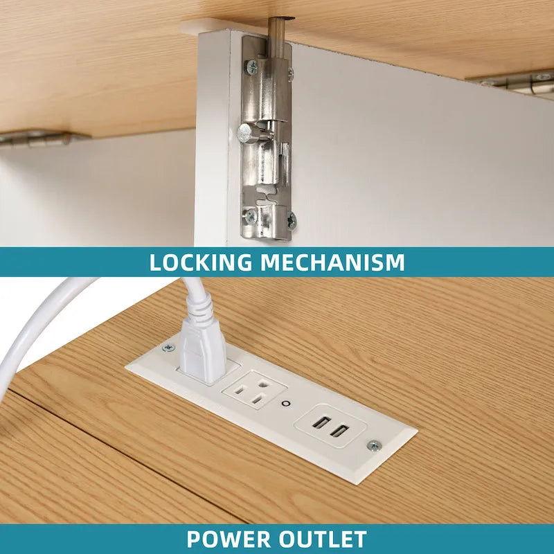 Isola da cucina pieghevole con mobiletto portaoggetti per la spazzatura