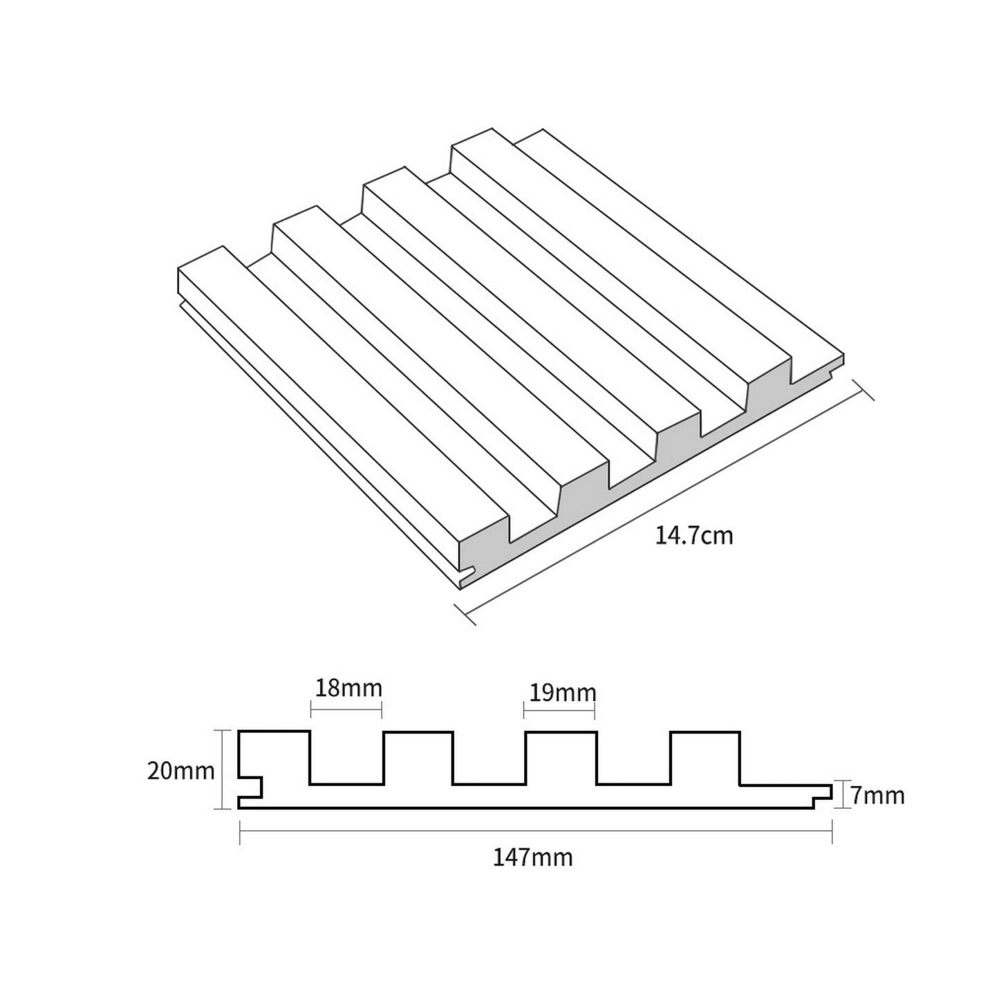 Pannello di rivestimento in legno massello da 93 pollici x 6 pollici x 0,8 pollici - 3 pezzi + 1 pezzo di finitura finale