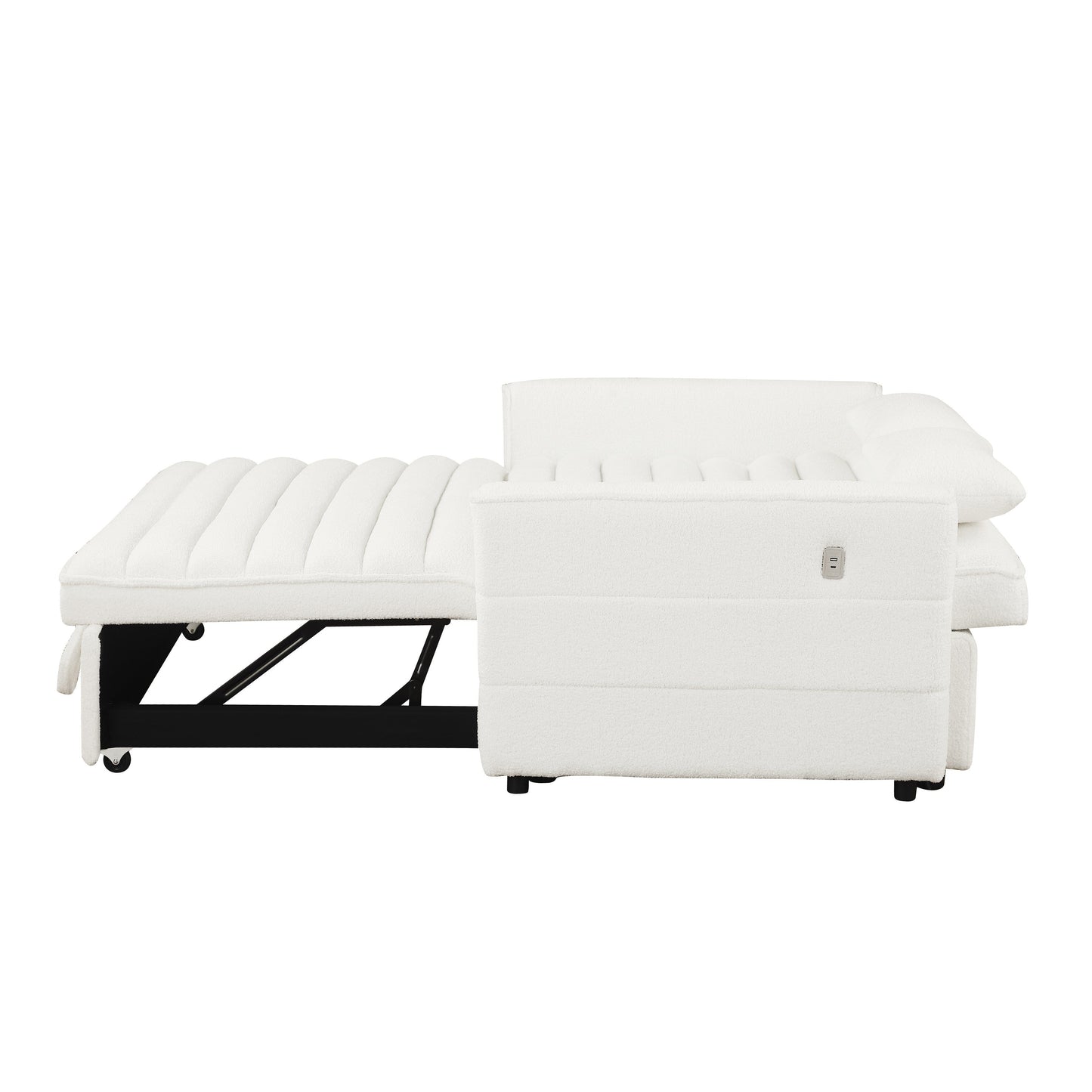 Divano letto trasformabile in divano letto Boucle beige 55.12 con schienale regolabile e 2 cuscini per la vita per il soggiorno