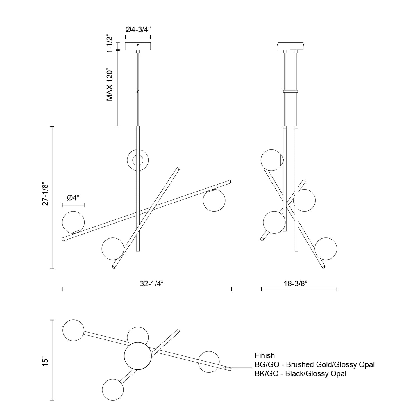 LAMPADARIO ARA 32 POLLICI