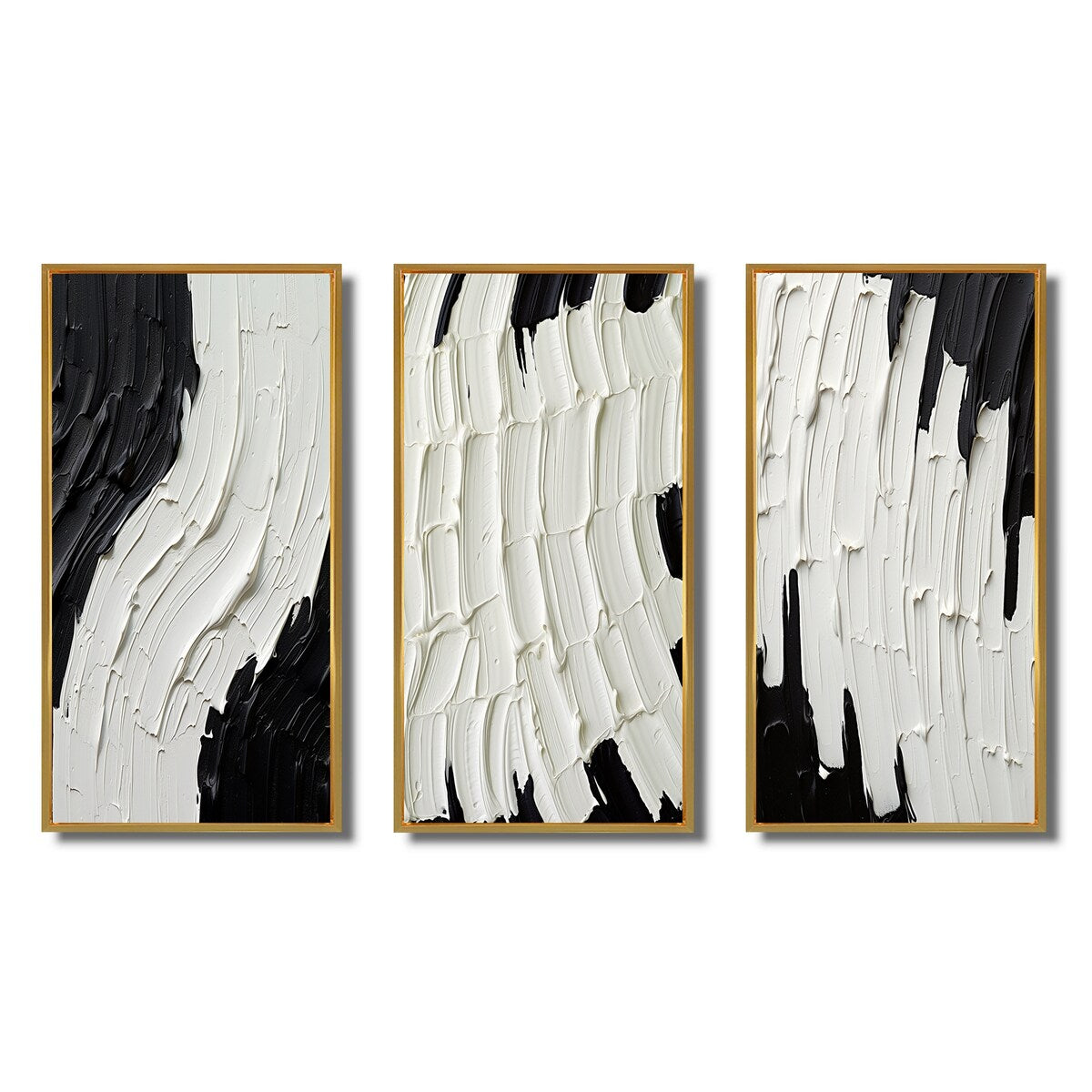 Designart Momentary Spirit Black And White Abstract II Set di 3 quadri astratti con cornice per galleria da parete per l'arredamento della casa