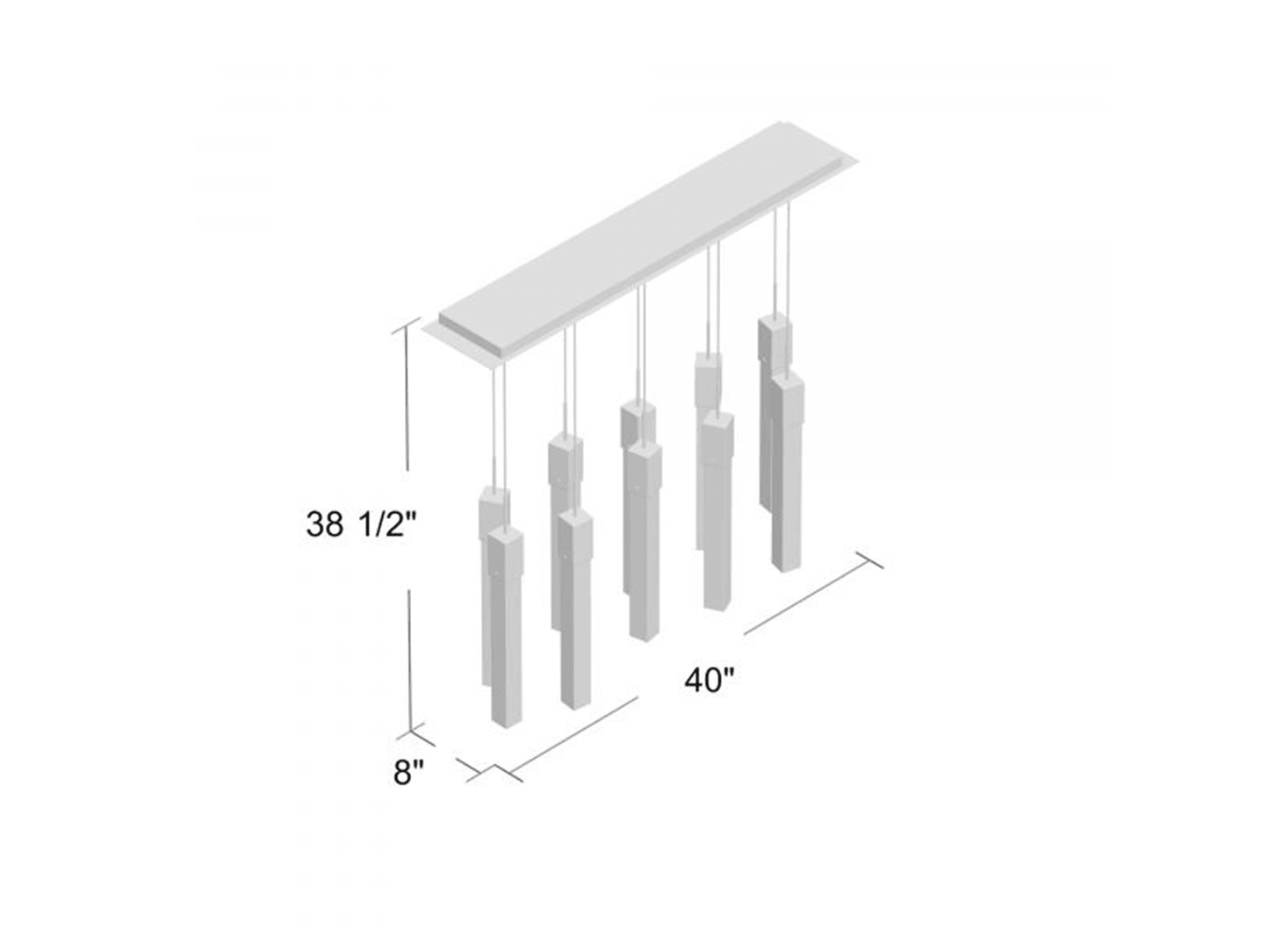 Lampadario rettangolare in cristallo Kay - Lampada a sospensione XL 15