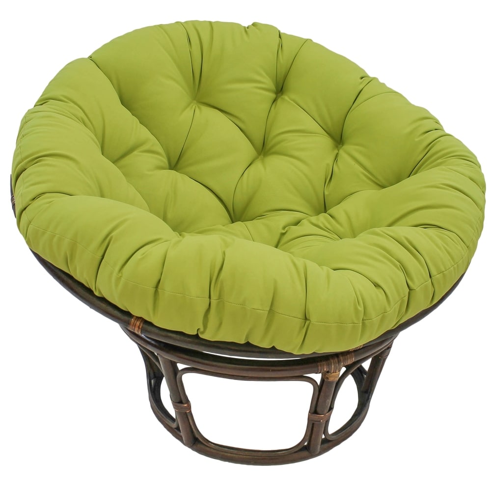 Sedia Papasan in rattan Bali da 42 pollici con cuscino in twill