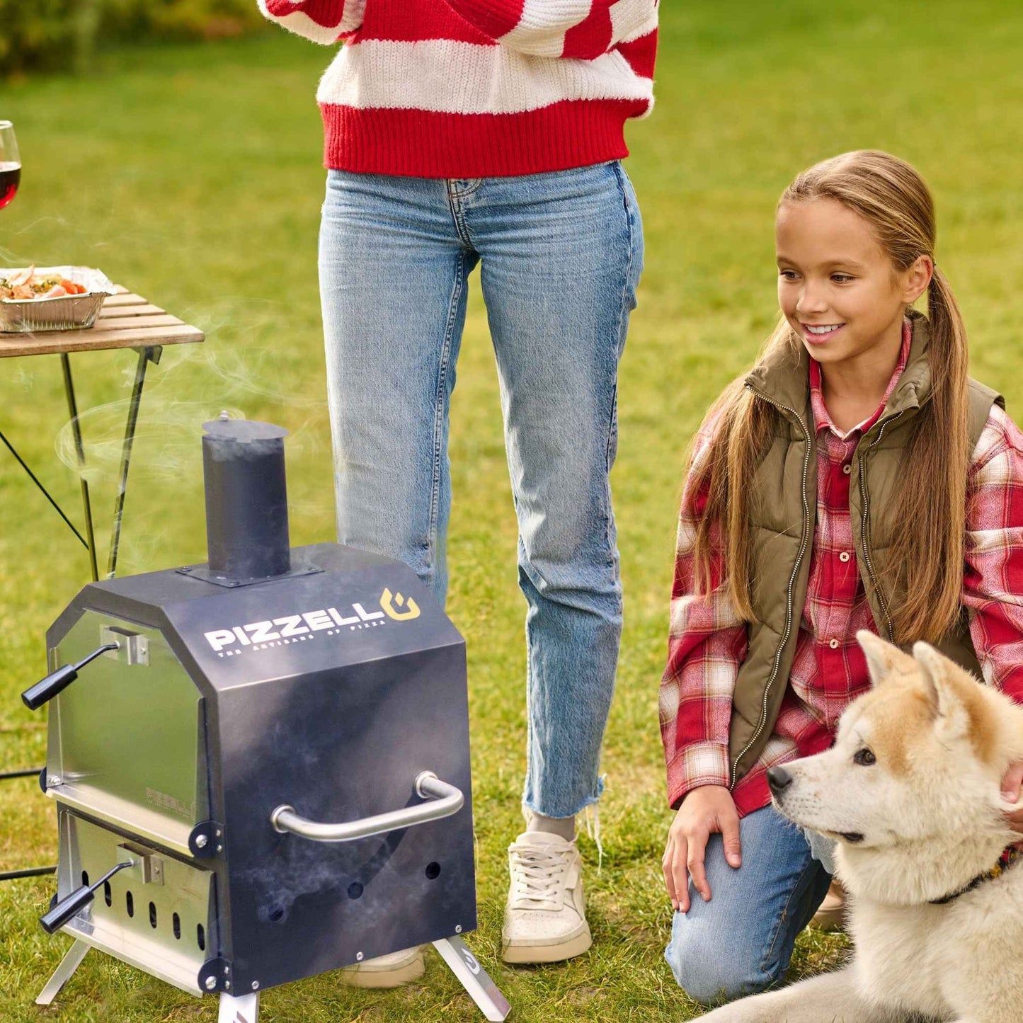 Forno per pizza a legna da esterno a 2 strati, griglia per pizza da esterno per feste in giardino - 12 pollici