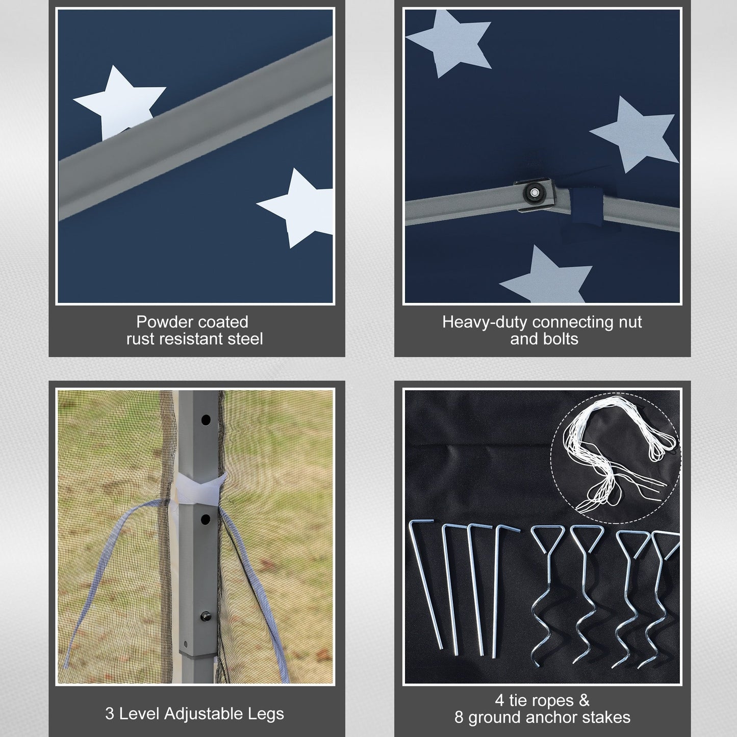 Tendalino pieghevole Outsunny da 10' x 10' resistente con rete laterale rimovibile, design di facile installazione, per feste all'aperto