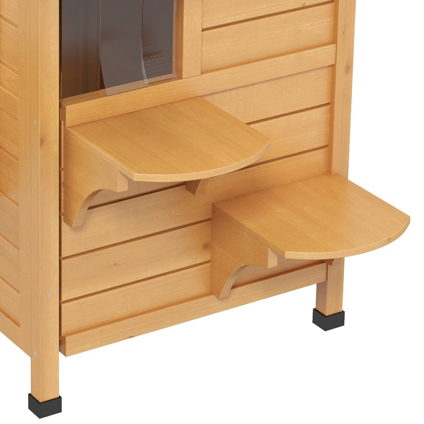 PawHut Fir Wood Cuccia per gatti da esterno a 2 piani, rifugio in legno per gatti selvatici con tetto apribile in asfalto per interni/esterni, bianco/grigio