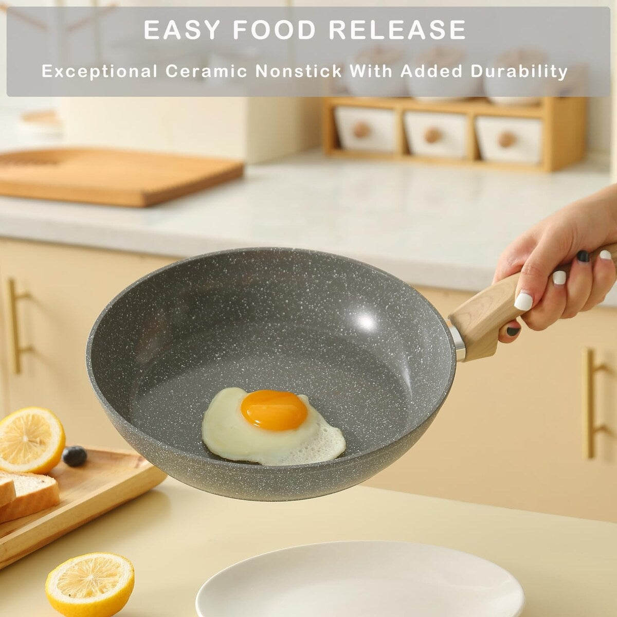 Set di pentole e padelle antiaderenti, set di pentole in ceramica, set da cucina antiaderente con padella, casseruola e padella per saltare