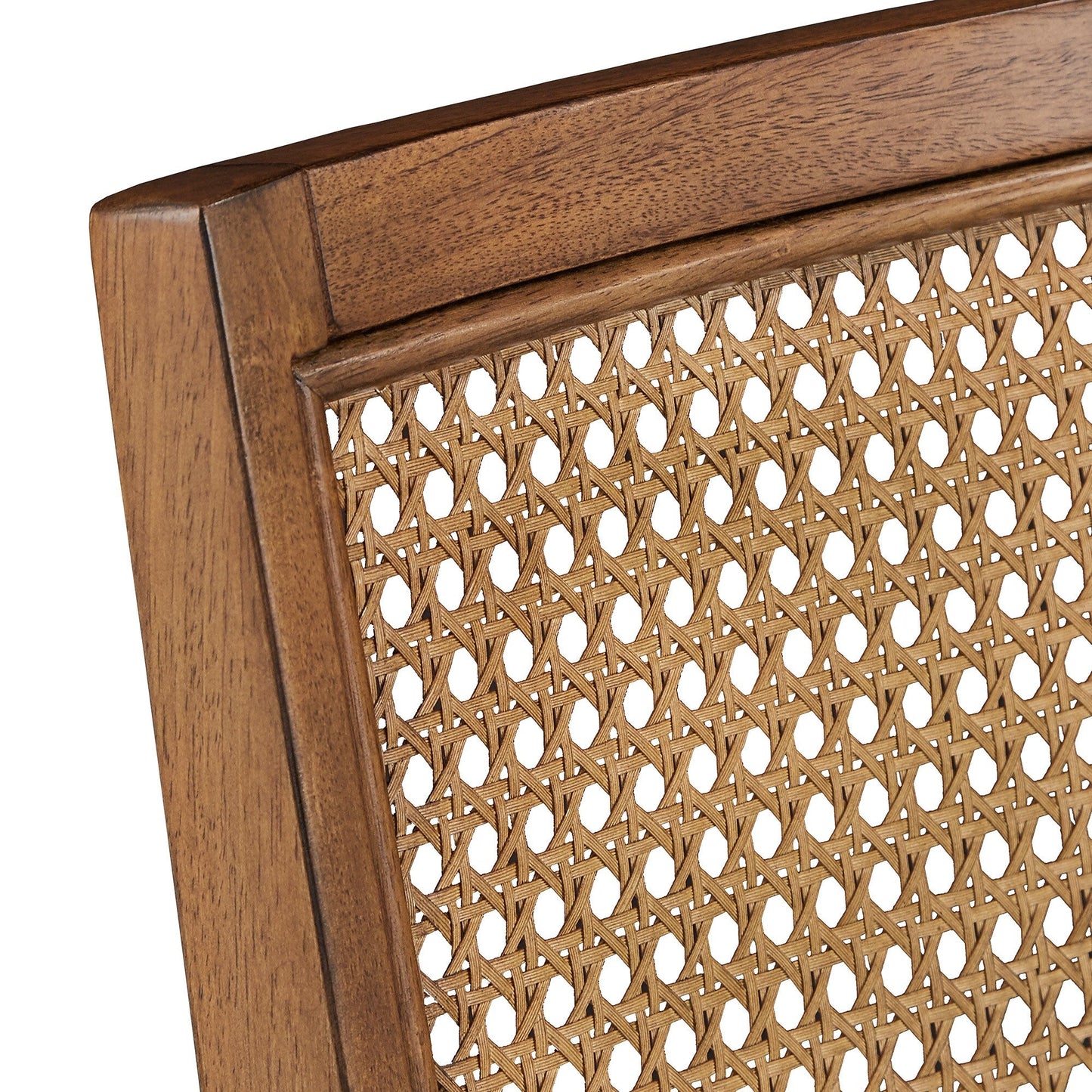 Sedie da pranzo Ronda in lino beige con schienale in rattan (set di 2)