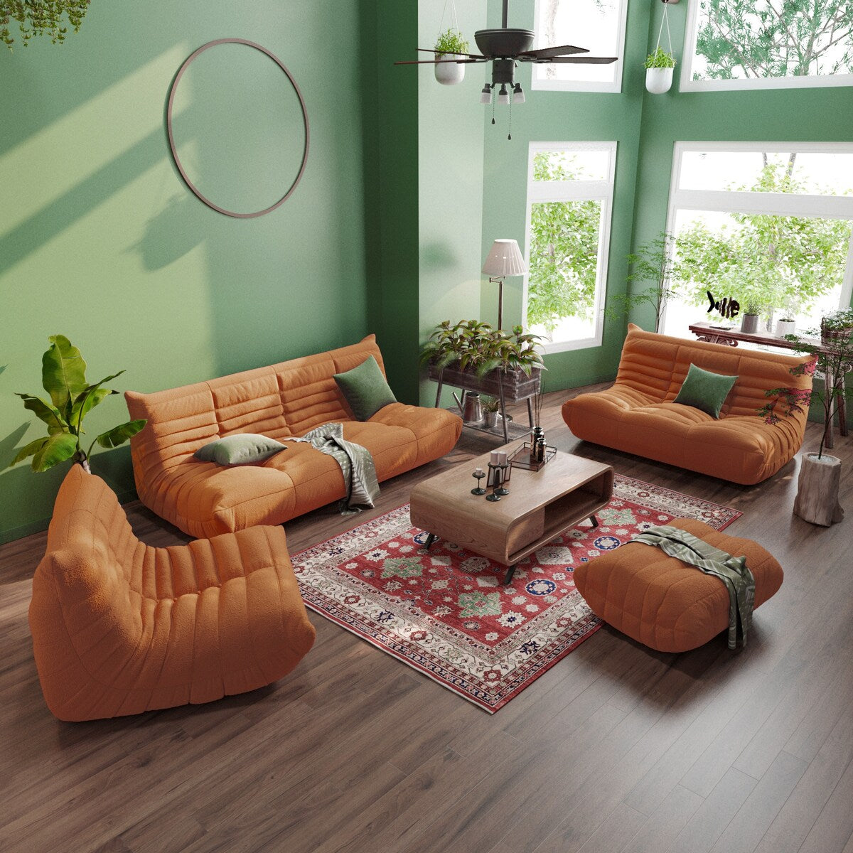 Set di divani a sacco in velluto Teddy