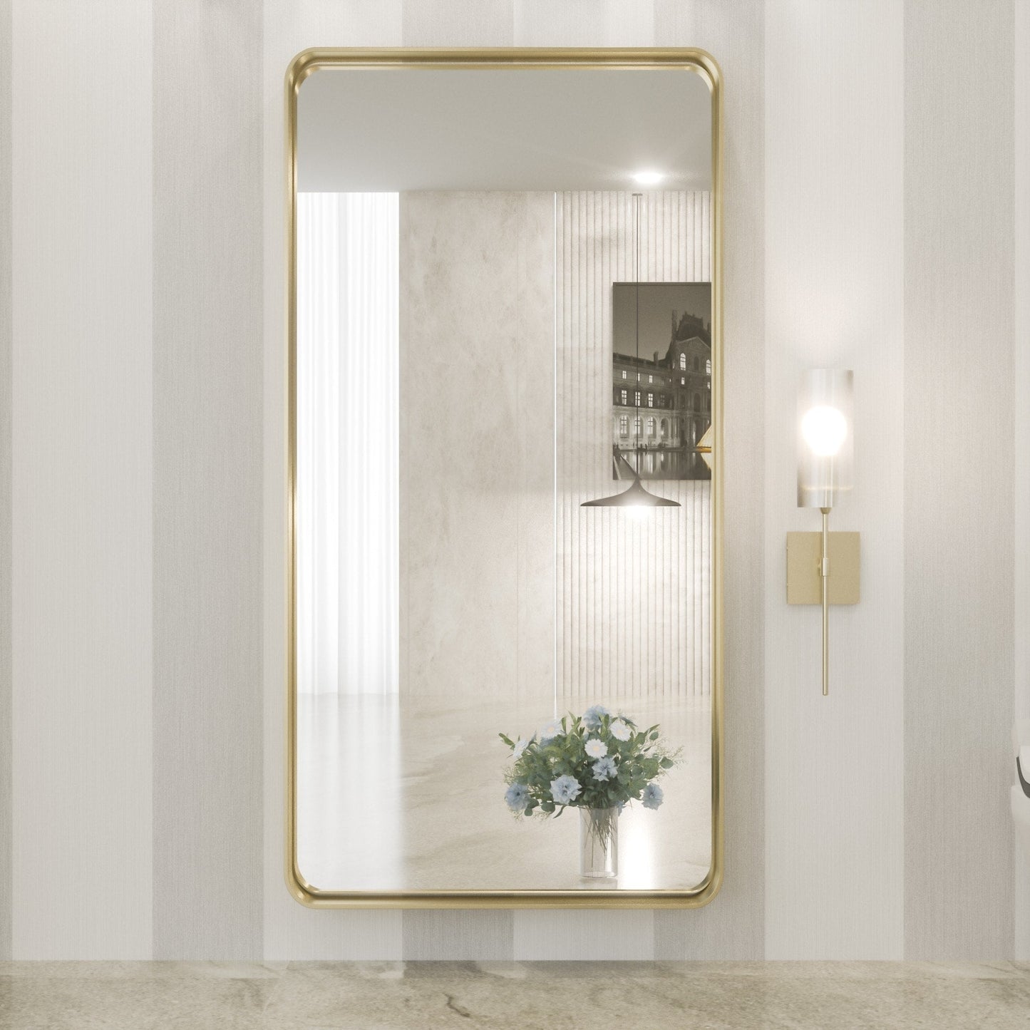 Specchio da parete per bagno moderno con struttura in metallo TokeShimi