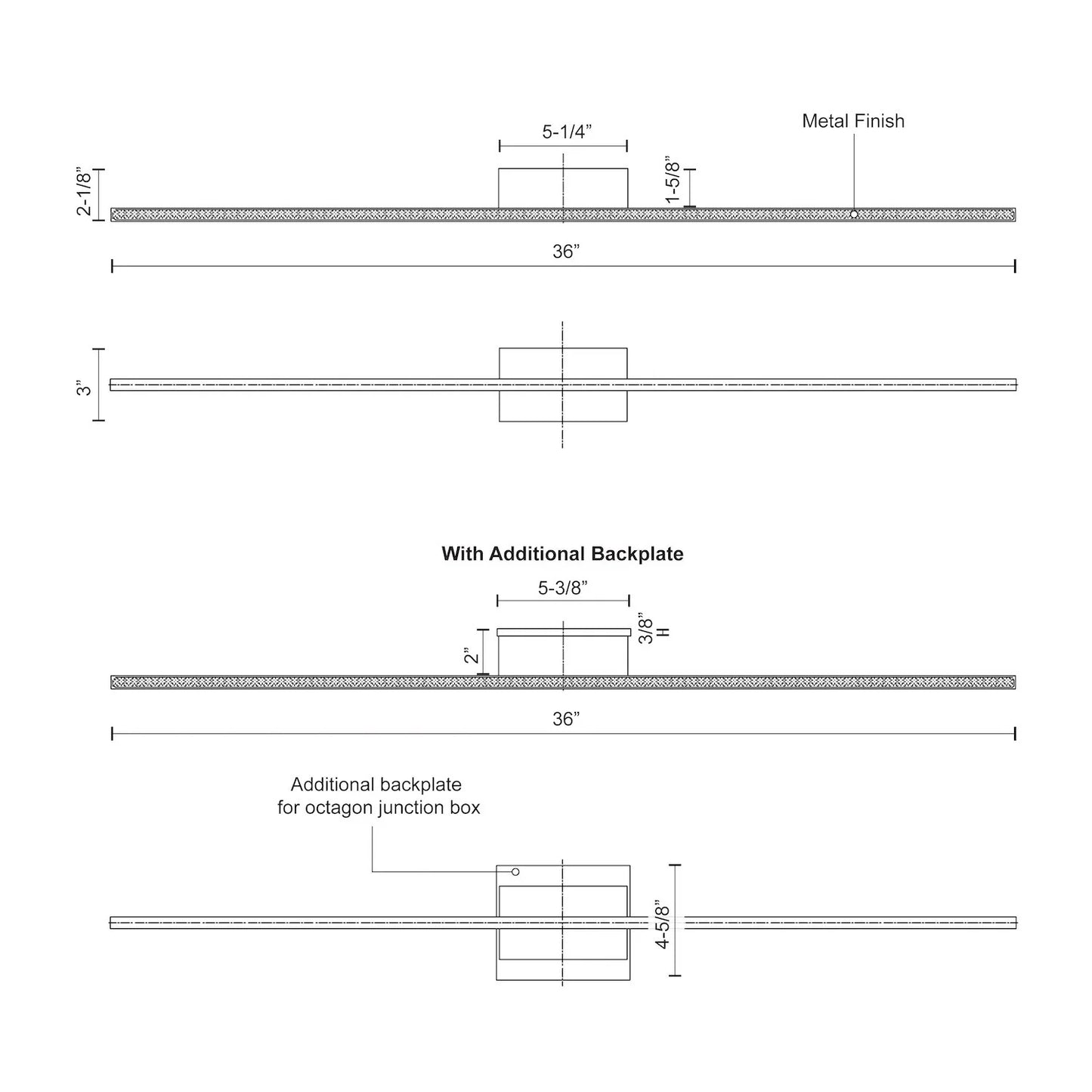 VGA MNR Linear Halo Light 36Lx 2 1/8W Nero