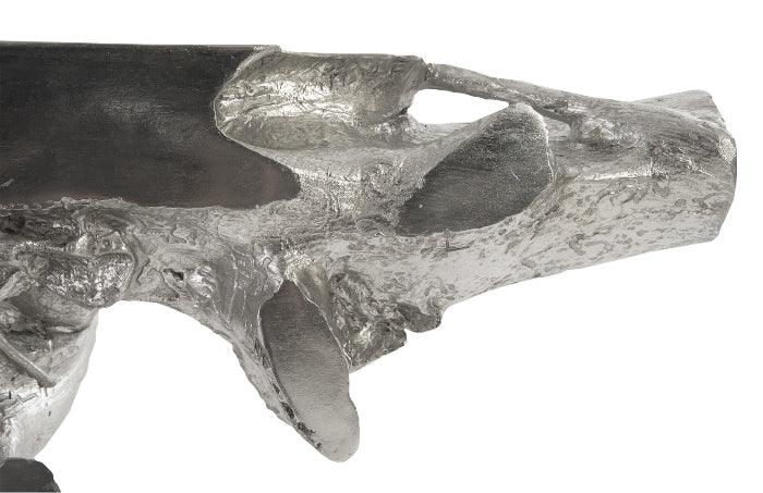 Tavolo consolle Freeform in foglia argento