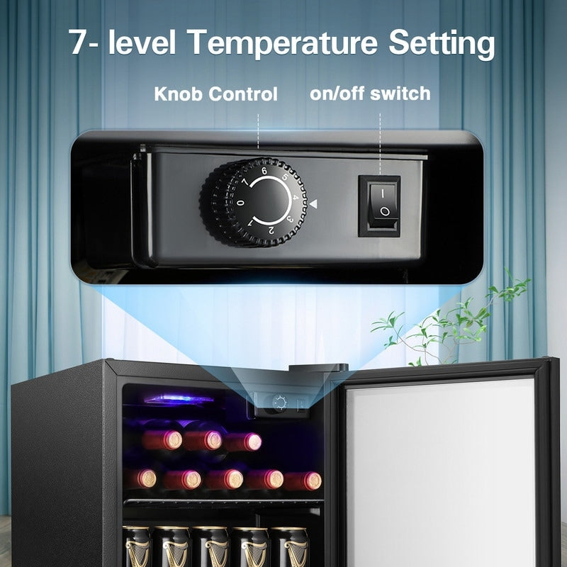 Frigorifero per bevande da 1,3 piedi cubi - Mini frigorifero da 48 lattine e 12 bottiglie con porta in vetro, controllo tramite manopola