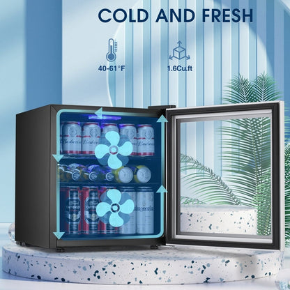 Frigorifero per bevande da 1,3 piedi cubi - Mini frigorifero da 48 lattine e 12 bottiglie con porta in vetro, controllo tramite manopola