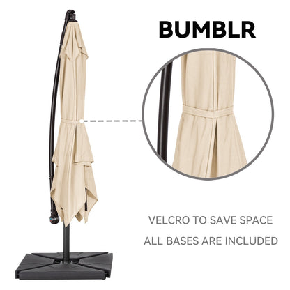 Ombrellone a sbalzo in acciaio da 10 piedi con sollevamento a manovella e base zavorrata