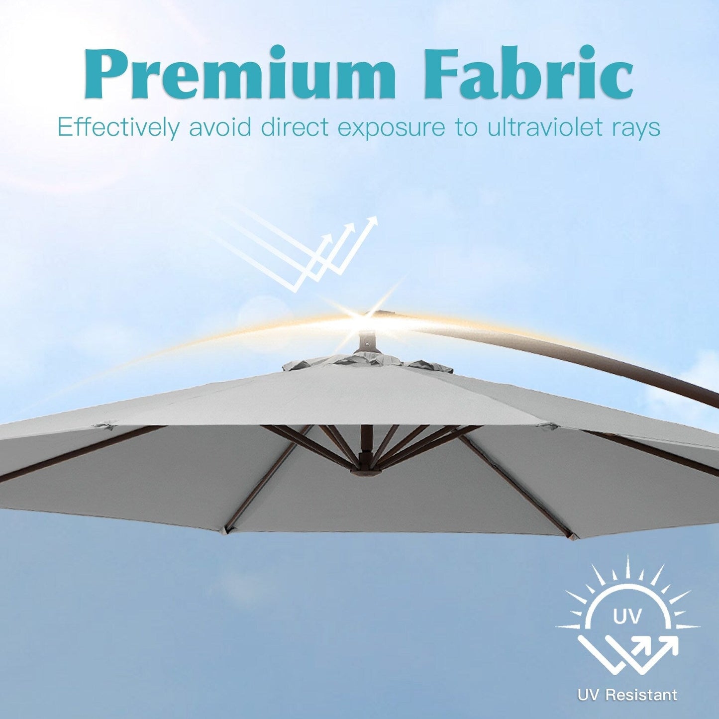 Ombrellone a sbalzo in acciaio da 10 piedi con sollevamento a manovella e base zavorrata