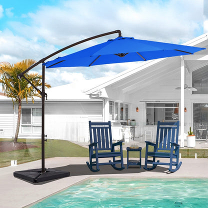 Ombrellone a sbalzo in acciaio da 10 piedi con sollevamento a manovella e base zavorrata