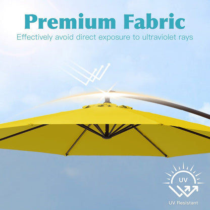 Ombrellone a sbalzo in acciaio da 10 piedi con sollevamento a manovella e base zavorrata