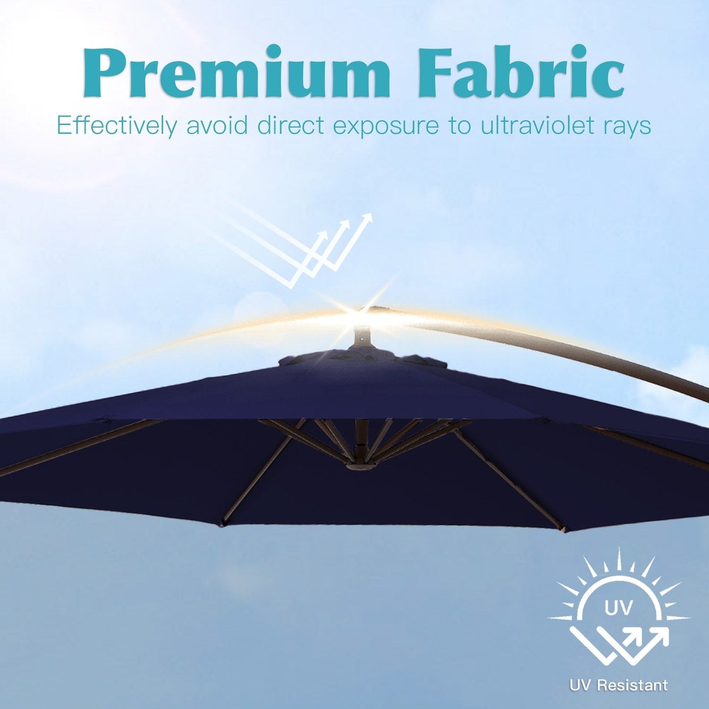 Ombrellone a sbalzo in acciaio da 10 piedi con sollevamento a manovella e base zavorrata