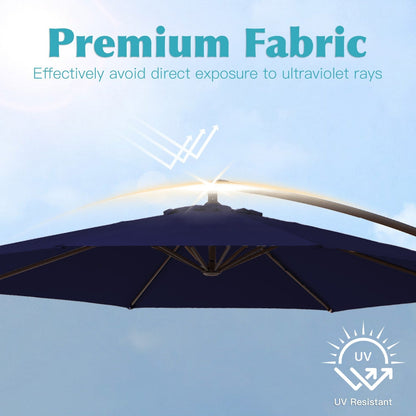 Ombrellone a sbalzo in acciaio da 10 piedi con sollevamento a manovella e base zavorrata