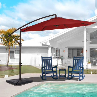 Ombrellone a sbalzo in acciaio da 10 piedi con sollevamento a manovella e base zavorrata