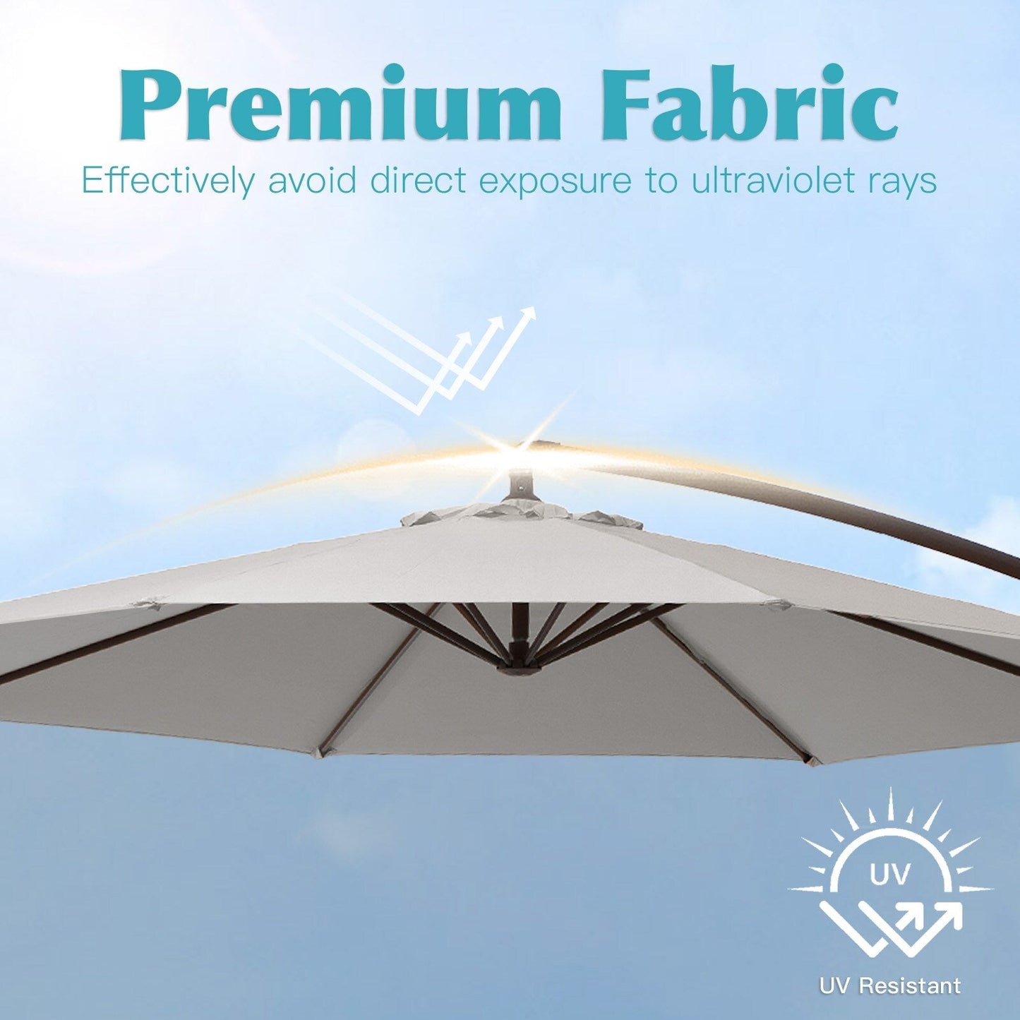 Ombrellone a sbalzo in acciaio da 10 piedi con sollevamento a manovella e base zavorrata