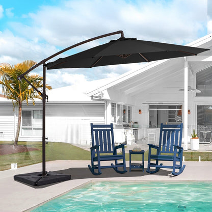 Ombrellone a sbalzo in acciaio da 10 piedi con sollevamento a manovella e base zavorrata