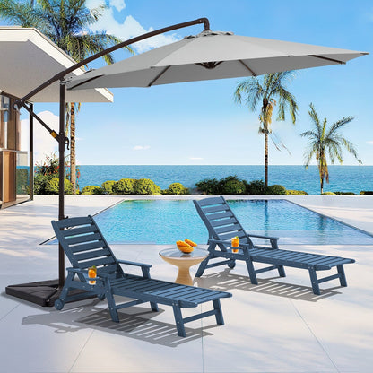 Ombrellone a sbalzo in acciaio da 10 piedi con sollevamento a manovella e base zavorrata