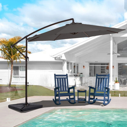 Ombrellone a sbalzo in acciaio da 10 piedi con sollevamento a manovella e base zavorrata