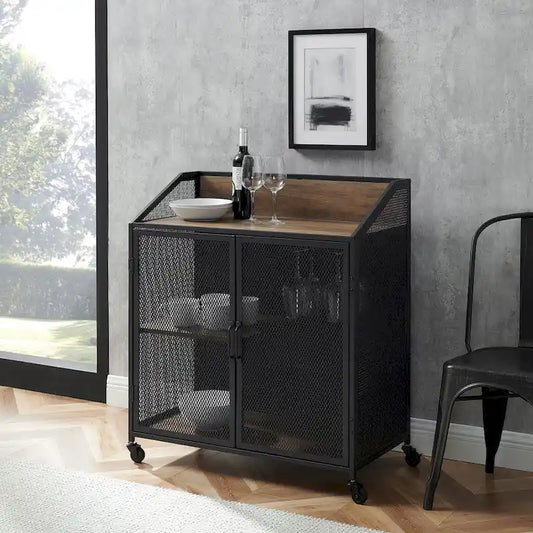 Middlebrook Pierpont Industrial Mesh Bar Cabinet