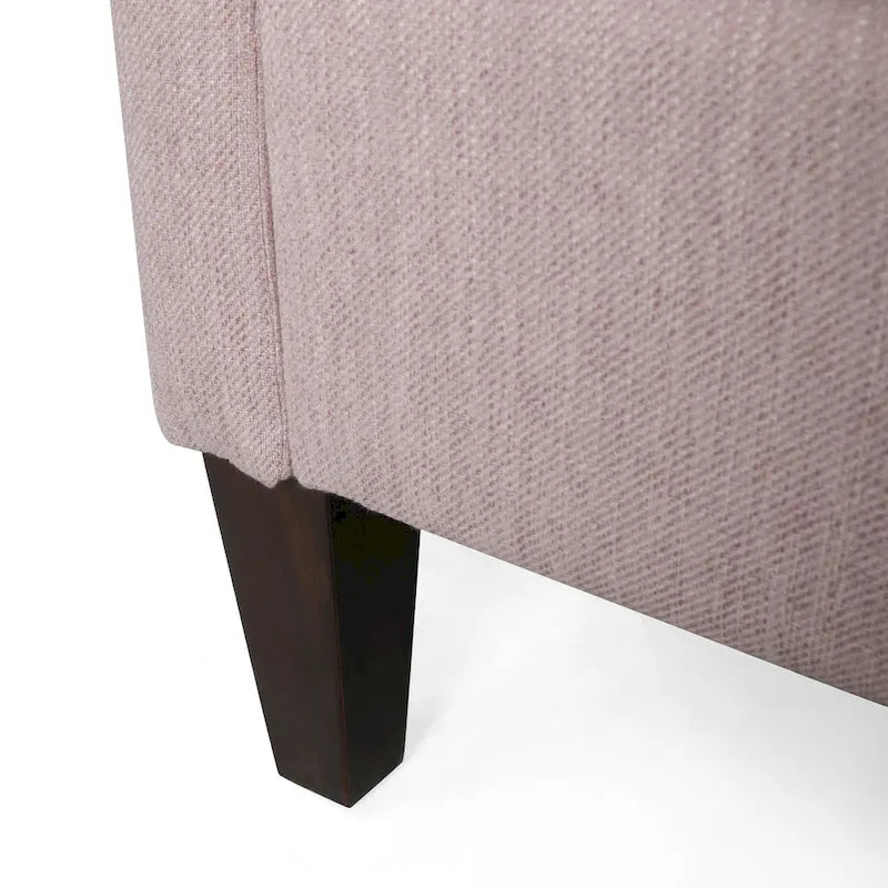 Divano moderno a 3 posti rosa chiaro 76,5 con gambe in betulla e seduta in peluche