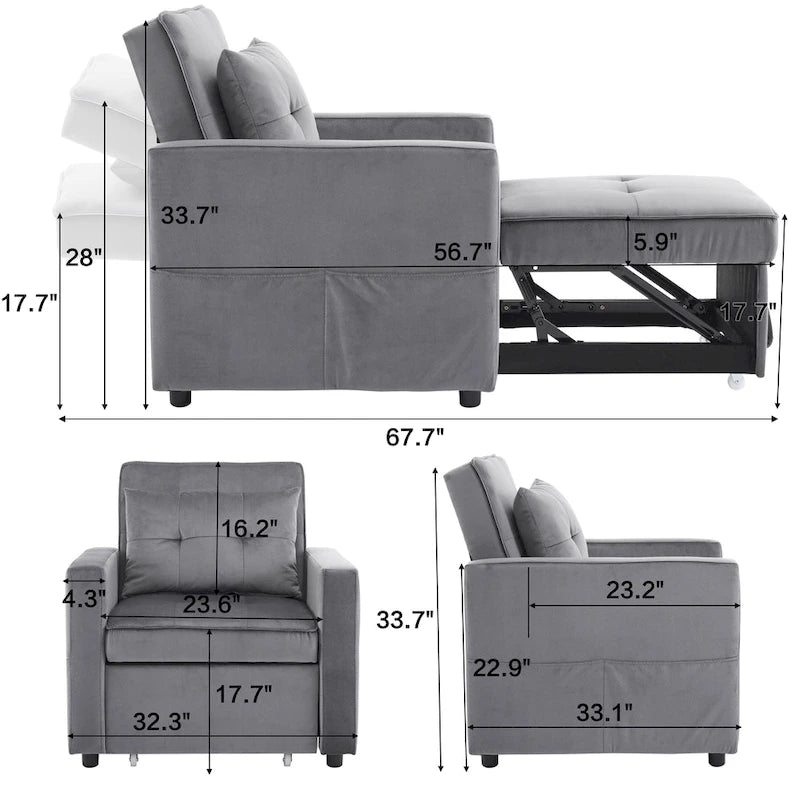 Christopher Knight Home - Divano letto trasformabile Sophia con schienale regolabile e cuscino integrato