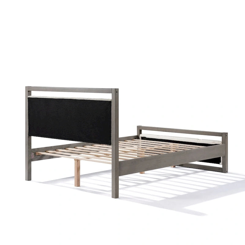 Letto matrimoniale con piattaforma Christopher Knight Home e testiera in tessuto bouclé avorio