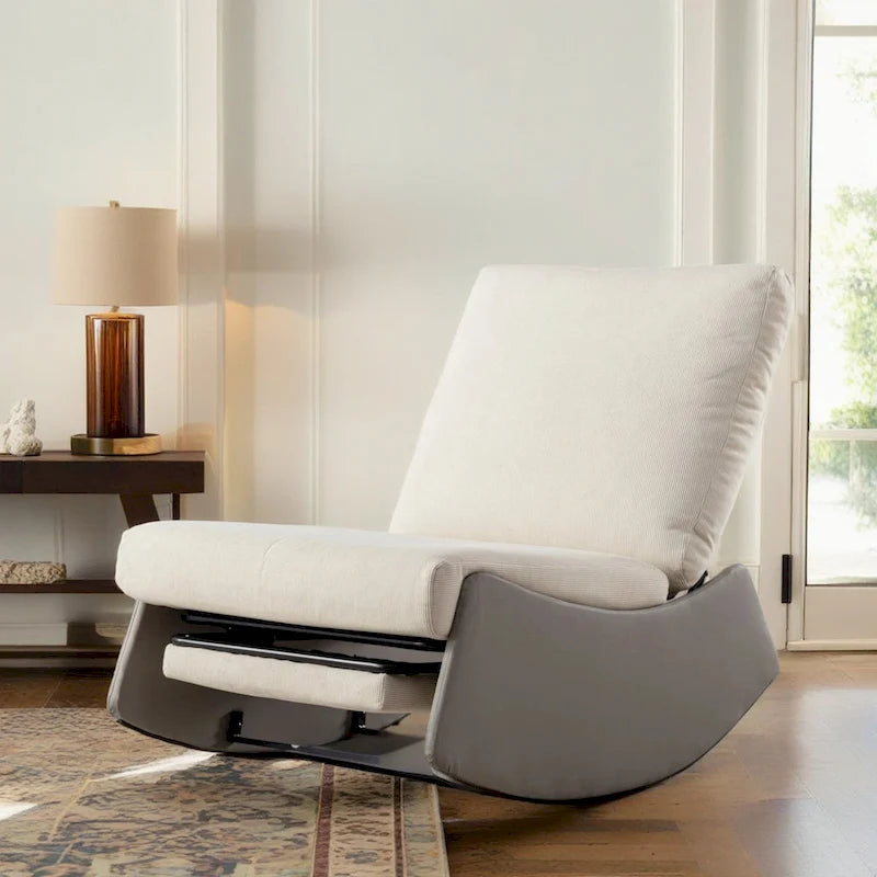 Poltrona a dondolo moderna reclinabile con poggiapiedi GDFStudio