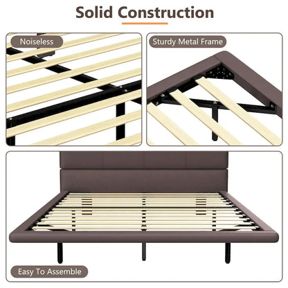 Set testiera e giroletto moderno imbottito in pelle Korli con illuminazione a LED di Christopher Knight Home