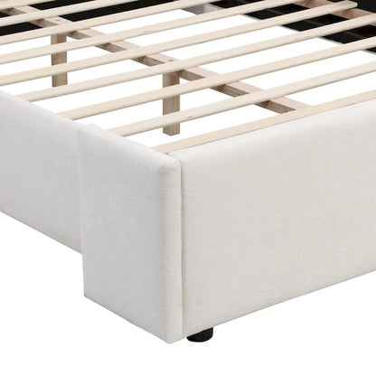 Christopher Knight Home - Letto matrimoniale Isabella imbottito in tessuto bianco con testiera alta con schienale ad ala