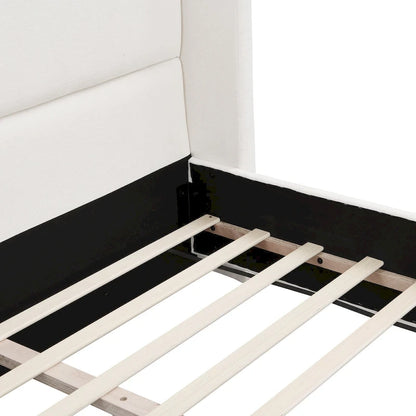 Christopher Knight Home - Letto matrimoniale Isabella imbottito in tessuto bianco con testiera alta con schienale ad ala