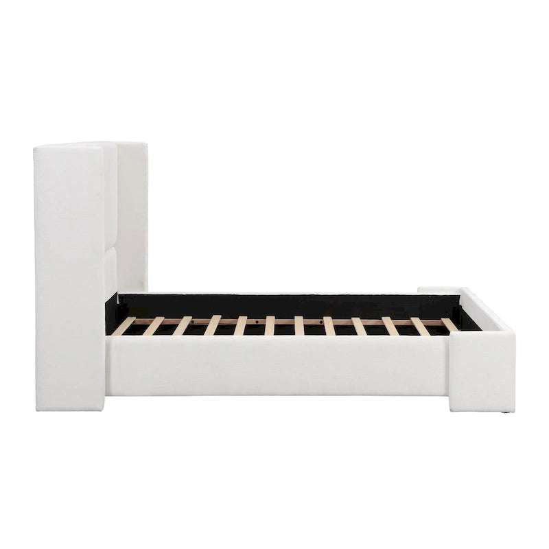 Christopher Knight Home - Letto matrimoniale Isabella imbottito in tessuto bianco con testiera alta con schienale ad ala