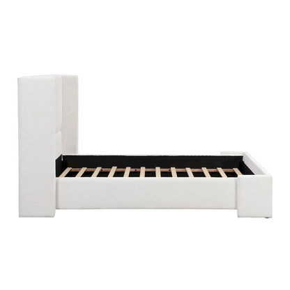 Christopher Knight Home - Letto matrimoniale Isabella imbottito in tessuto bianco con testiera alta con schienale ad ala