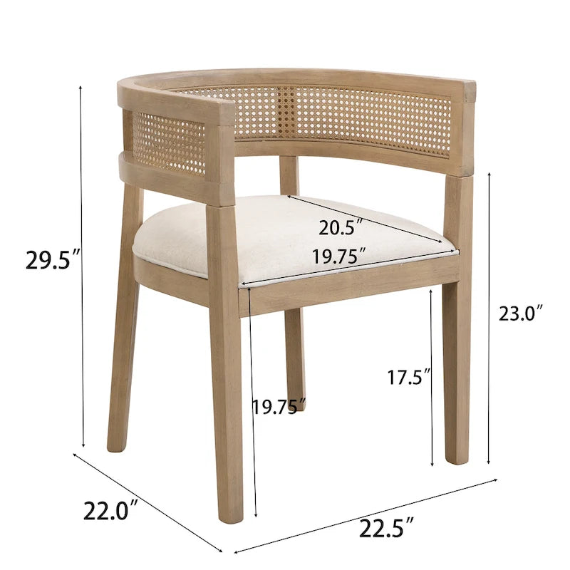Set da pranzo Lythor da 7 pezzi con sedute imbottite, intreccio in canna di rattan, legno di caucciù di Christopher Knight Home