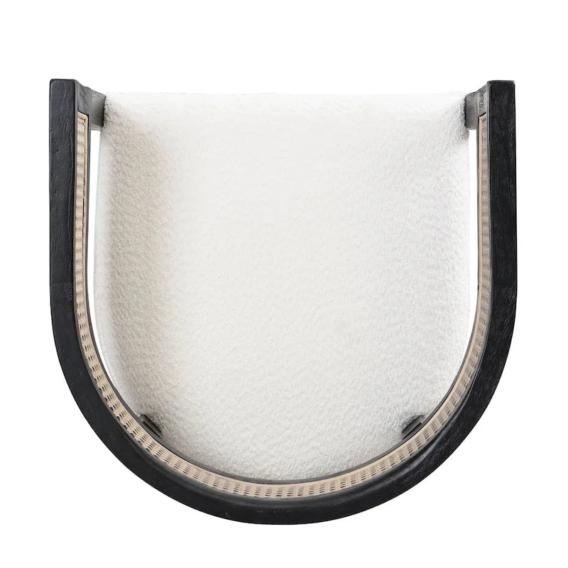 Set da pranzo Lythor da 7 pezzi con sedute imbottite, intreccio in canna di rattan, legno di caucciù di Christopher Knight Home